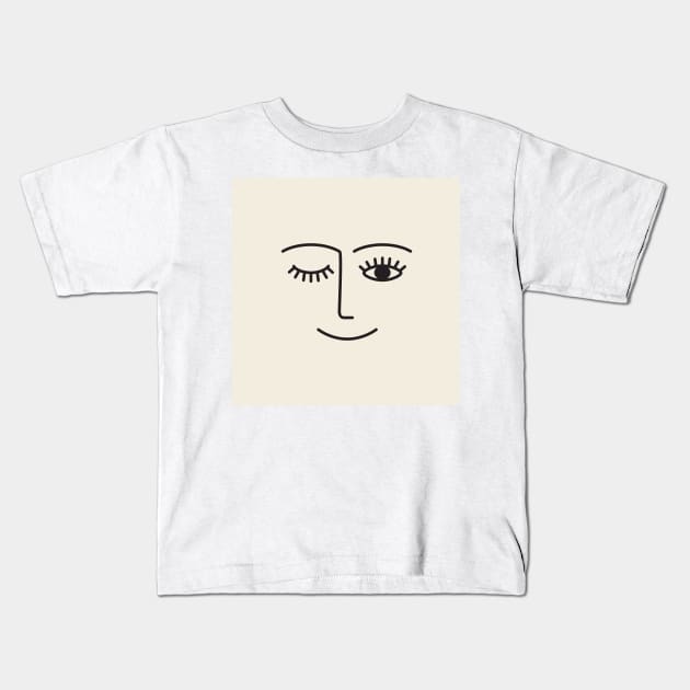 Wink (Off White) Kids T-Shirt by summer-sun-art